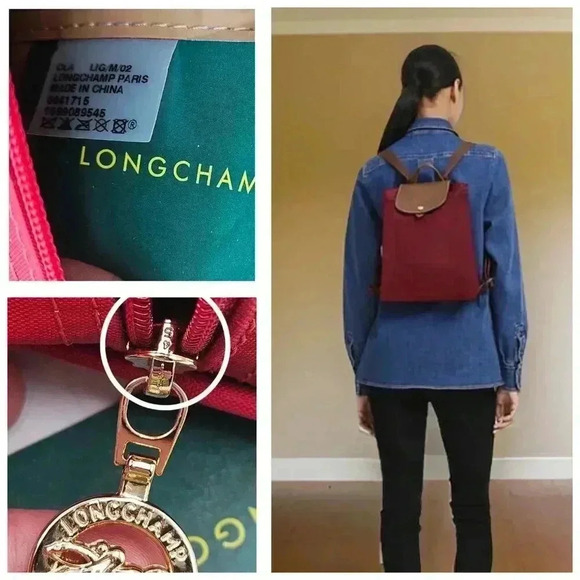 Red LongChamp Versatile Backpack - Picture 13 of 16